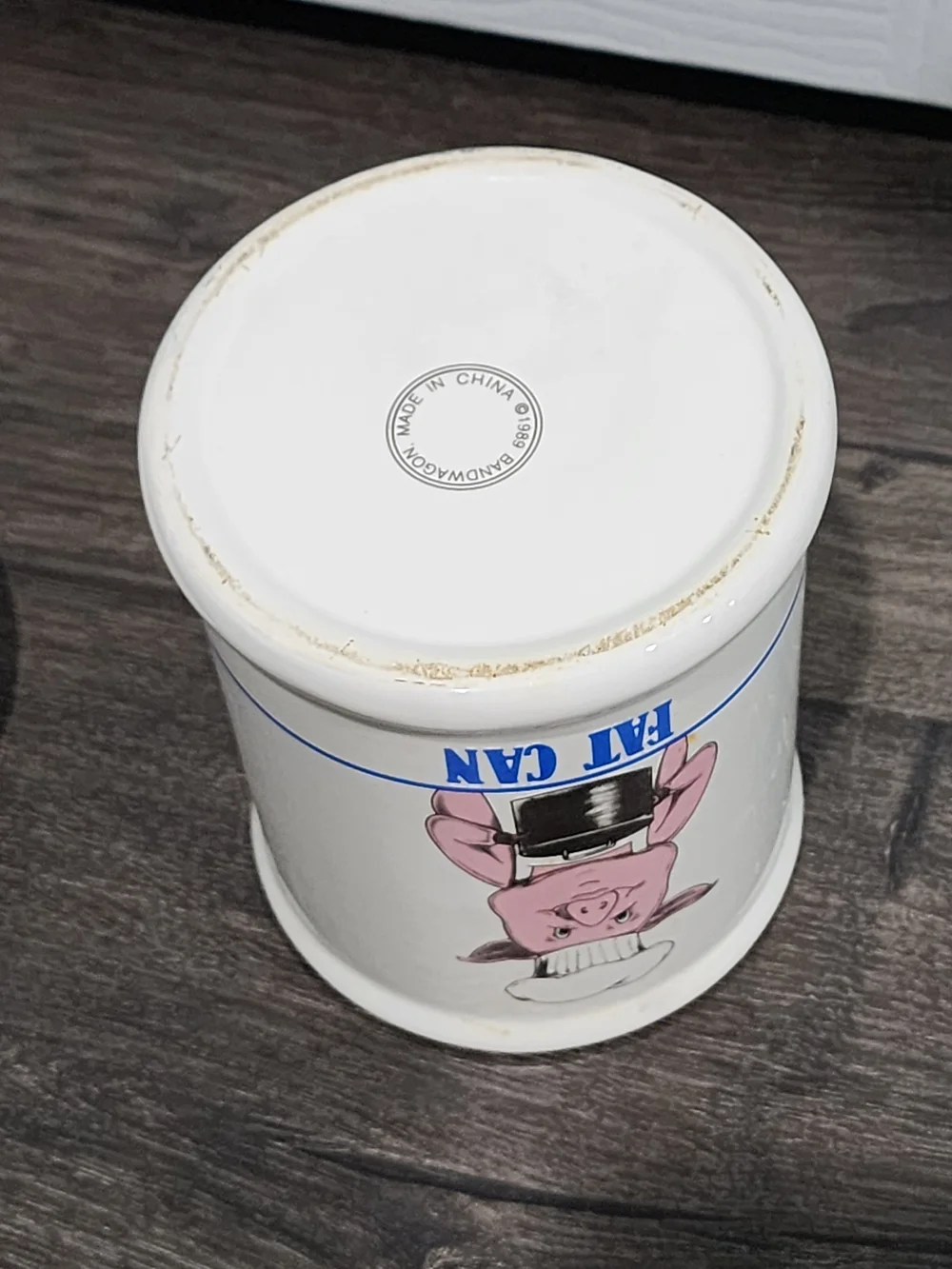 Vintage Pig Fat Can Grease Jar with Lid, 1989 Bandwagon Ceramic Canister Pot 7